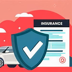 عکس ماشین و یه برگه که کلمه بیمه به انگلیسی روش نوشته شده